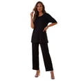 thumbnail image 1 of Roaman's Women's Plus Size French Terry Wide-Leg Cropped Pant Set, 1 of 1