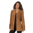 thumbnail image 1 of Roaman's Women's Plus Size Fringe Suede Jacket, 1 of 6