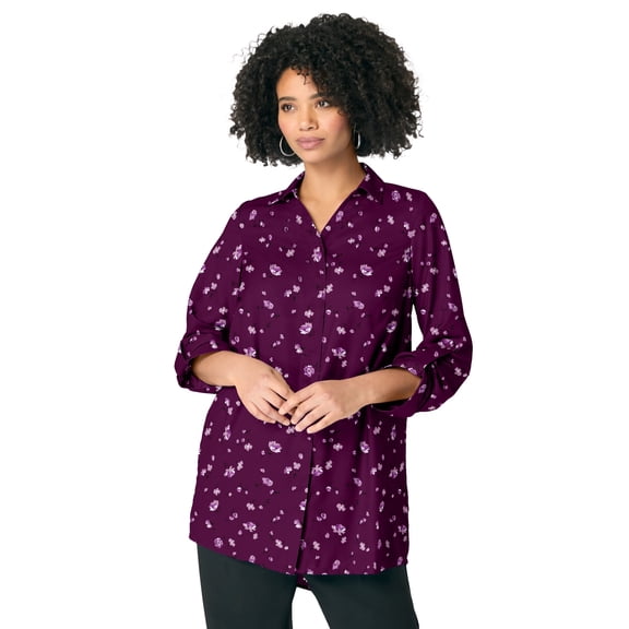 Roaman's Women's Plus Size Georgette Big Shirt