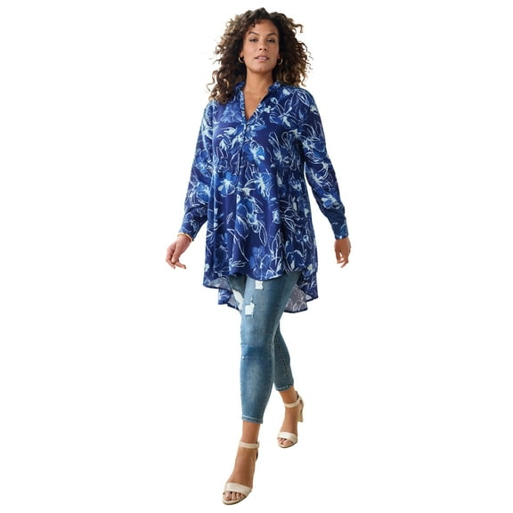 Roaman's Women's Plus Size Hand Crinkled Fit And Flare Tunic