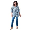 thumbnail image 1 of Roaman's Women's Plus Size Hand Crinkled Flutter Sleeve Tunic, 1 of 5