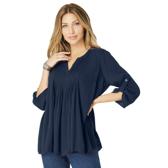 Roaman's Women's Plus Size Hand Crinkled Tara Shirt
