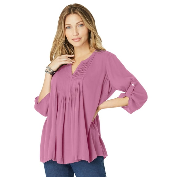 Roaman's Women's Plus Size Hand Crinkled Tara Shirt