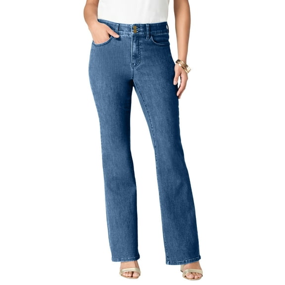 Roaman's Women's Plus Size High-Rise Tummy Control Bootcut Jeans
