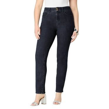 Roaman's Women's Plus Size Plus Size High-Rise Tummy Control Straight-Leg Jeans