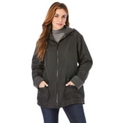 Roaman's Women's Plus Size Hooded All-Weather Jacket Fleece Lining Rain Coat