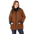 thumbnail image 1 of Roaman's Women's Plus Size Hooded All-Weather Jacket Fleece Lining Rain Coat, 1 of 6