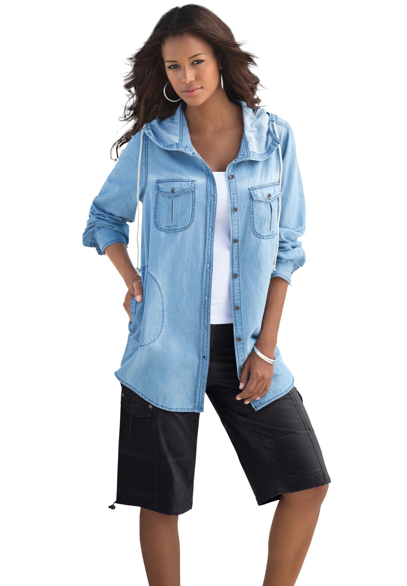 Women's plus size denim big shirt discount