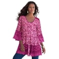 thumbnail image 1 of Roaman's Women's Plus Size Illusion Lace Big Shirt, 1 of 6