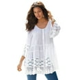 thumbnail image 1 of Roaman's Women's Plus Size Lace Illusion Blouse, 1 of 6