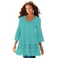 thumbnail image 1 of Roaman's Women's Plus Size Illusion Lace Big Shirt, 1 of 6