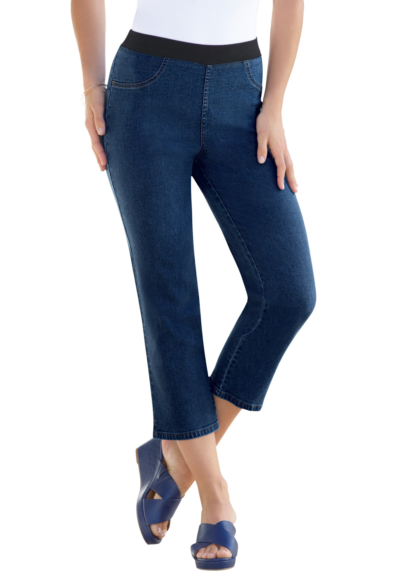 Roaman's Plus Size Bootcut Jeans For Women – Dark Wash With Invisible Stretch Waist – No Back Gap! - View #4