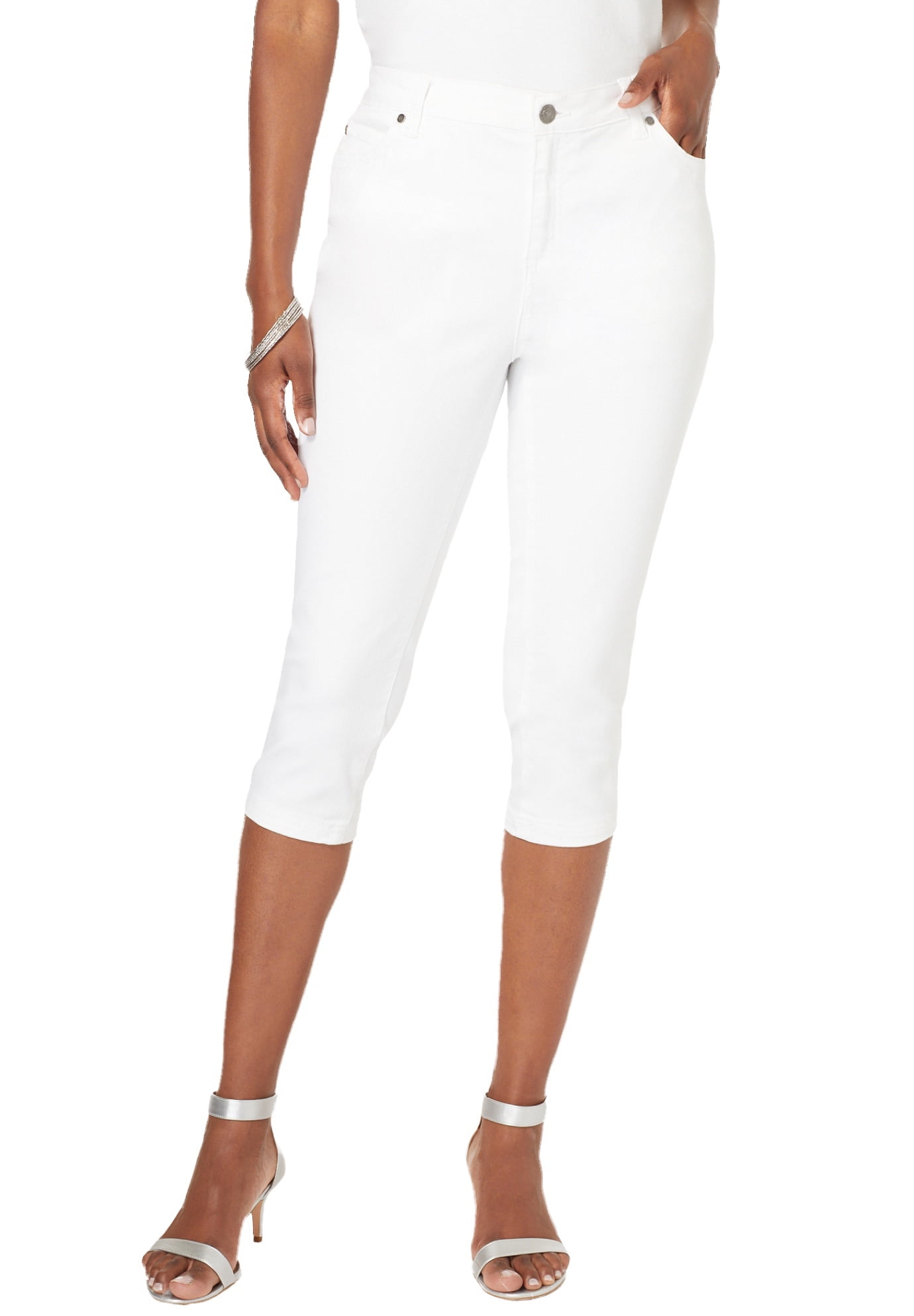 Roaman's Women's Plus Size Invisible Stretch Contour Capri Jean Jeans