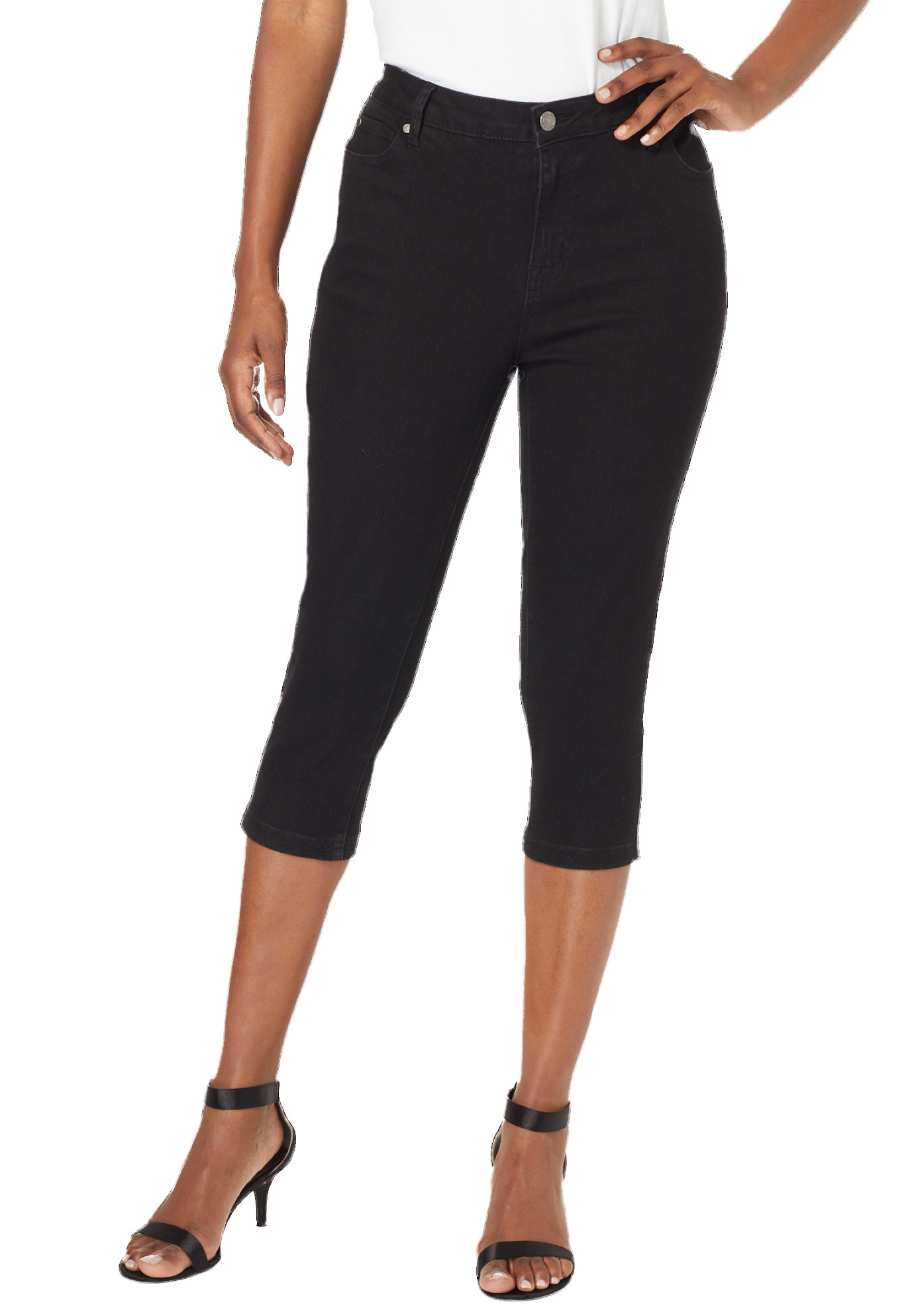 Roaman's Women's Plus Size Invisible Stretch Contour Capri Jean Jeans - image 1 of 6