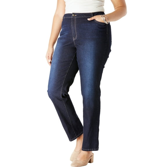 Roaman's Women's Plus Size Classic Stretch Straight Leg Jean