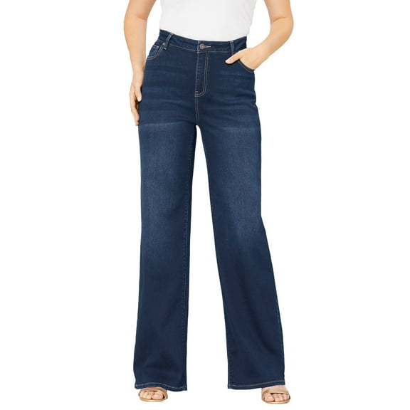 Roaman's Women's Plus Size Classic Stretch Wide Leg Jean