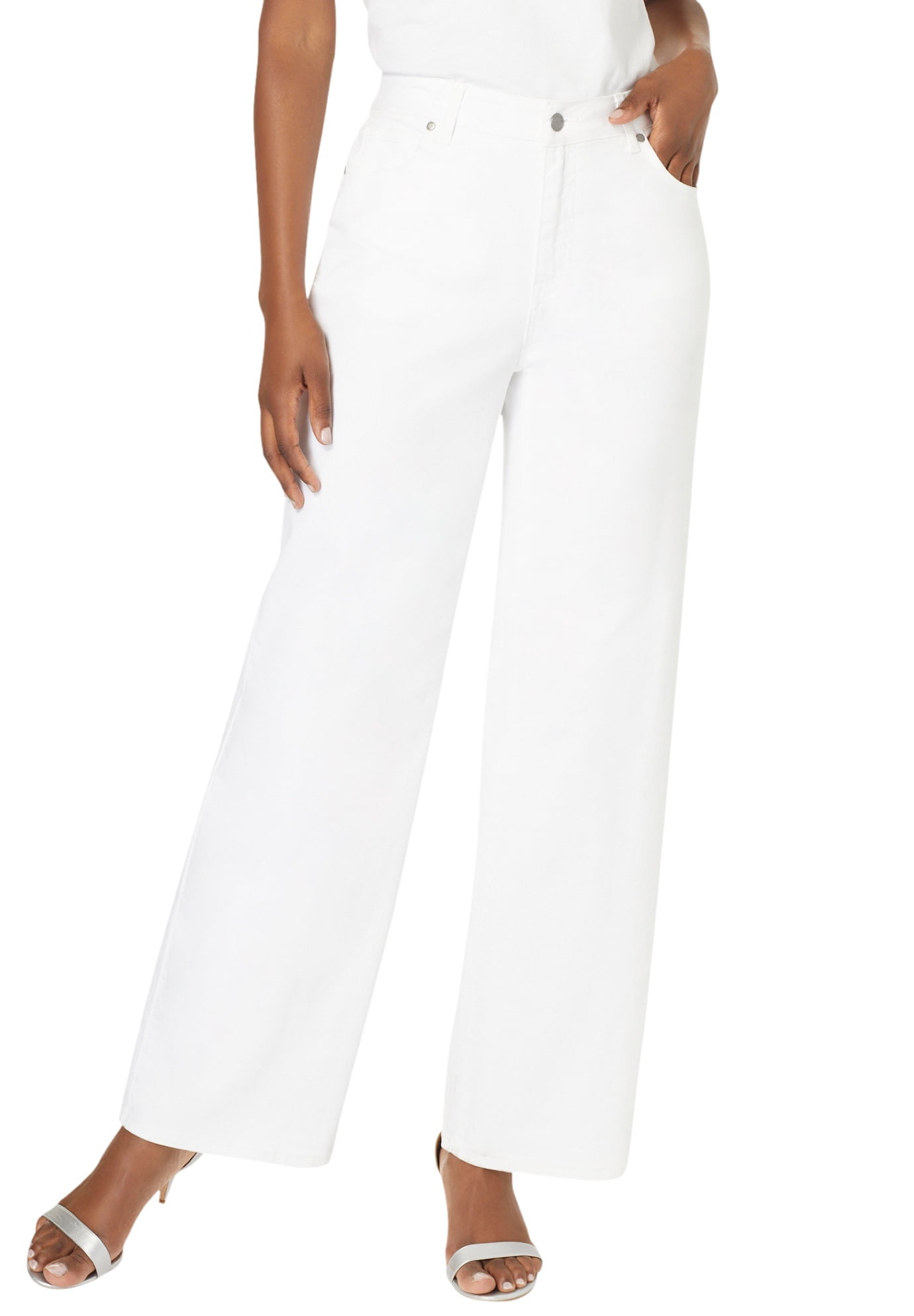 Roaman's Women's Plus Size Invisible Stretch Iconic Wide Leg Jean ...