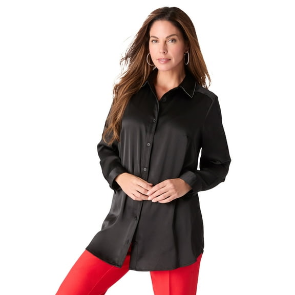 Roaman's Women's Plus Size Kate Satin Blouse