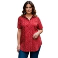 thumbnail image 1 of Roaman's Women's Plus Size Kate Short Sleeve Easy Cotton-Blend Button-Front Shirt, 1 of 4