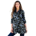 thumbnail image 1 of Roaman's Women's Plus Size Kate Long-Sleeve Crisp Cotton-Blend Button-Front Tunic, 1 of 6