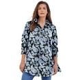 thumbnail image 1 of Roaman's Women's Plus Size Kate Long-Sleeve Crisp Cotton-Blend Button-Front Tunic, 1 of 6