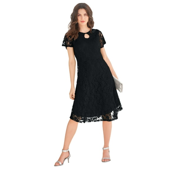 Roaman's Women's Plus Size Keyhole Lace Dress