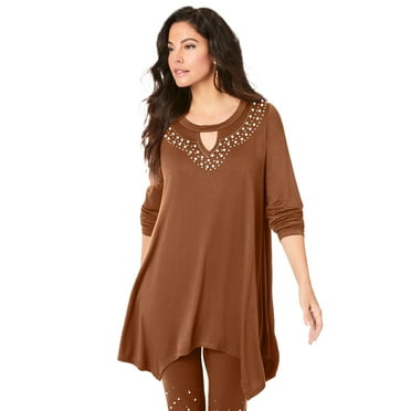 Roaman's Women's Plus Size Keyhole Ultra Femme Tunic