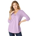 thumbnail image 1 of Roaman's Women's Plus Size Ultimate Keyhole V Neck Tee, 1 of 2