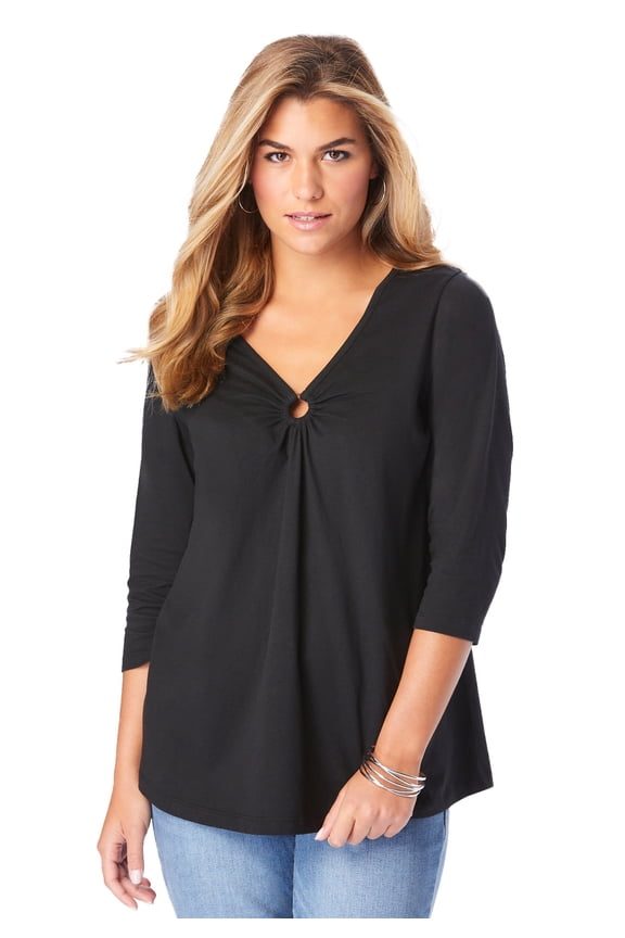 Women's Plus Size Ultimate Keyhole V Neck Tee
