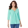 thumbnail image 1 of Roaman's Women's Plus Size Ultimate Keyhole V Neck Tee, 1 of 4
