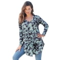 thumbnail image 1 of Roaman's Women's Plus Size Knit Thermal V Neck Swing Tunic – Long Sleeve, 1 of 3