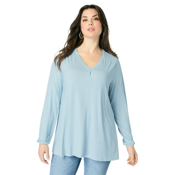Roaman's Women's Plus Size Knit V-Neck Tunic
