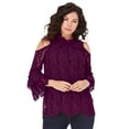 thumbnail image 1 of Roaman's Women's Plus Size Lace Cold-Shoulder Top, 1 of 4