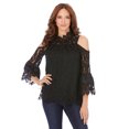 thumbnail image 1 of Roaman's Women's Plus Size Lace Cold-Shoulder Top, 1 of 4
