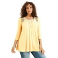 thumbnail image 1 of Roaman's Women's Plus Size Lace Embellished Swing Ultra Femme Top, 1 of 6