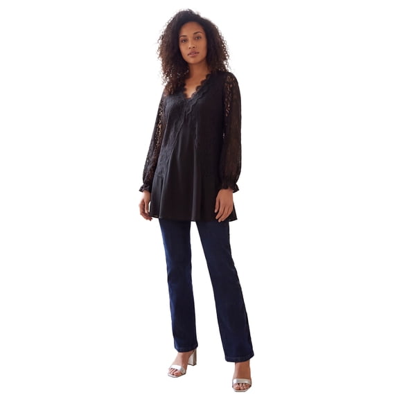 Roaman's Women's Plus Size Lace & Georgette Swing Tunic