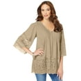thumbnail image 1 of Roaman's Women's Plus Size Lace-Hem Pintuck Tunic, 1 of 4