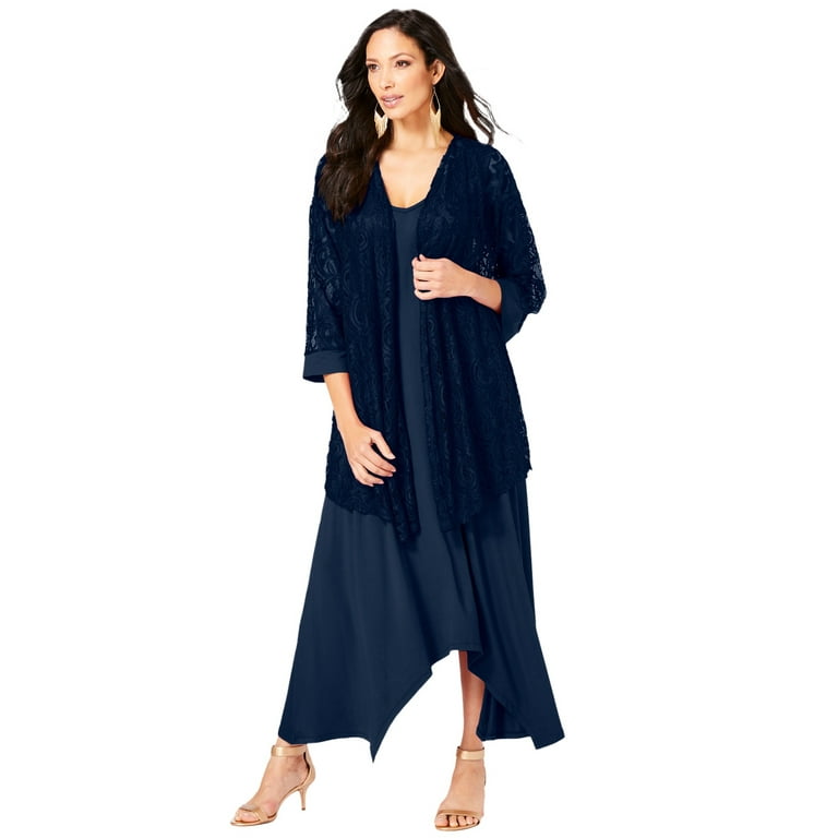 Roaman s Women s Plus Size Lace Jacket Dress Set