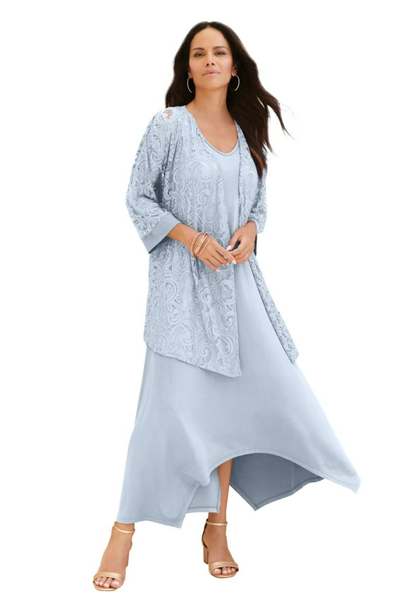Women's Plus Size Lace Jacket Dress Set