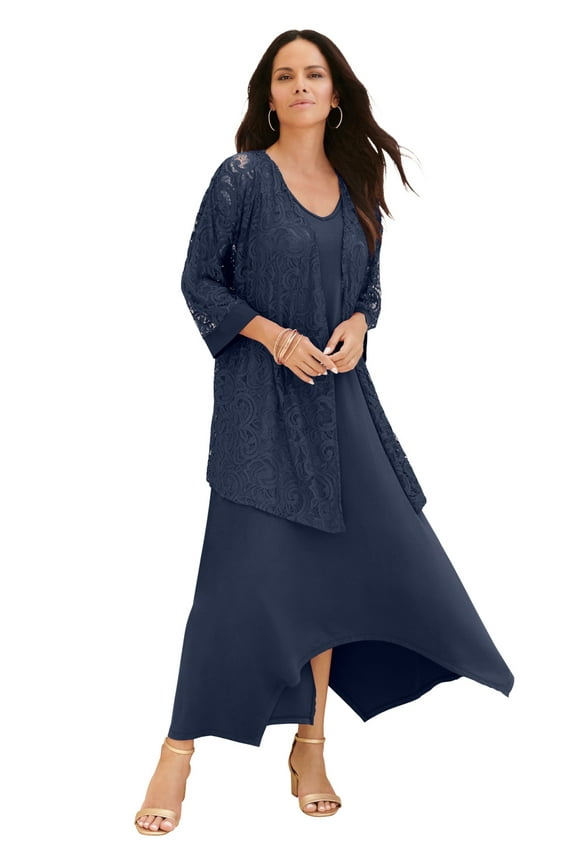 Women's Plus Size Lace Jacket Dress Set