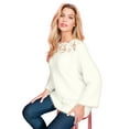 thumbnail image 1 of Roaman's Women's Plus Size Eyelash Lace Neck Sweater, 1 of 4