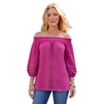 thumbnail image 1 of Roaman's Women's Plus Size Lace Off-The-Shoulder Blouson Sleeve Tunic, 1 of 1