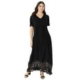 thumbnail image 1 of Roaman's Women's Plus Size Hand-Crinkled Lace-Panelled Boho Dress, 1 of 5