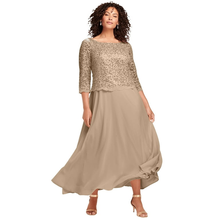 Roaman s Women s Plus Size Lace Popover Dress Walmart