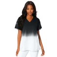 thumbnail image 1 of Roaman's Women's Plus Size Lace-Sleeve Ombre Slub Tee, 1 of 4