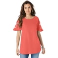 thumbnail image 1 of Roaman's Women's Plus Size Lace-Sleeve Tee, 1 of 4