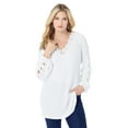 thumbnail image 1 of Roaman's Women's Plus Size Lace Trim And appliquéd Tee, 1 of 6