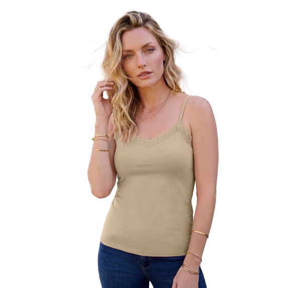 Roaman's Women's Plus Size Lace Trim Bra Cami