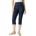 thumbnail image 1 of Roaman's Women's Plus Size Lace Trim Essential Stretch Capri Legging, 1 of 6