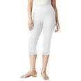 thumbnail image 1 of Roaman's Women's Plus Size Lace Trim Essential Stretch Capri Legging, 1 of 6